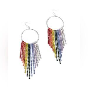 Colorful Rainbow Rhinestone Hoop Earrings